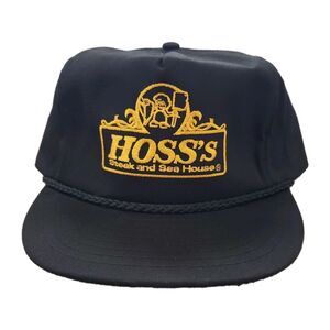 NWOT Hoss's Steak And Sea House Mens Black Snapback Hat Cap DuBois Pennsylvania